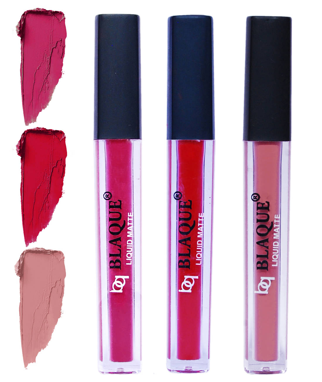     			bq BLAQUE Matte Liquid Lipstick Combo of 3 Lip Color 4ml each, Waterproof - Dark & Bold Pink, Dark Pinkish Red, Light Nude Brown