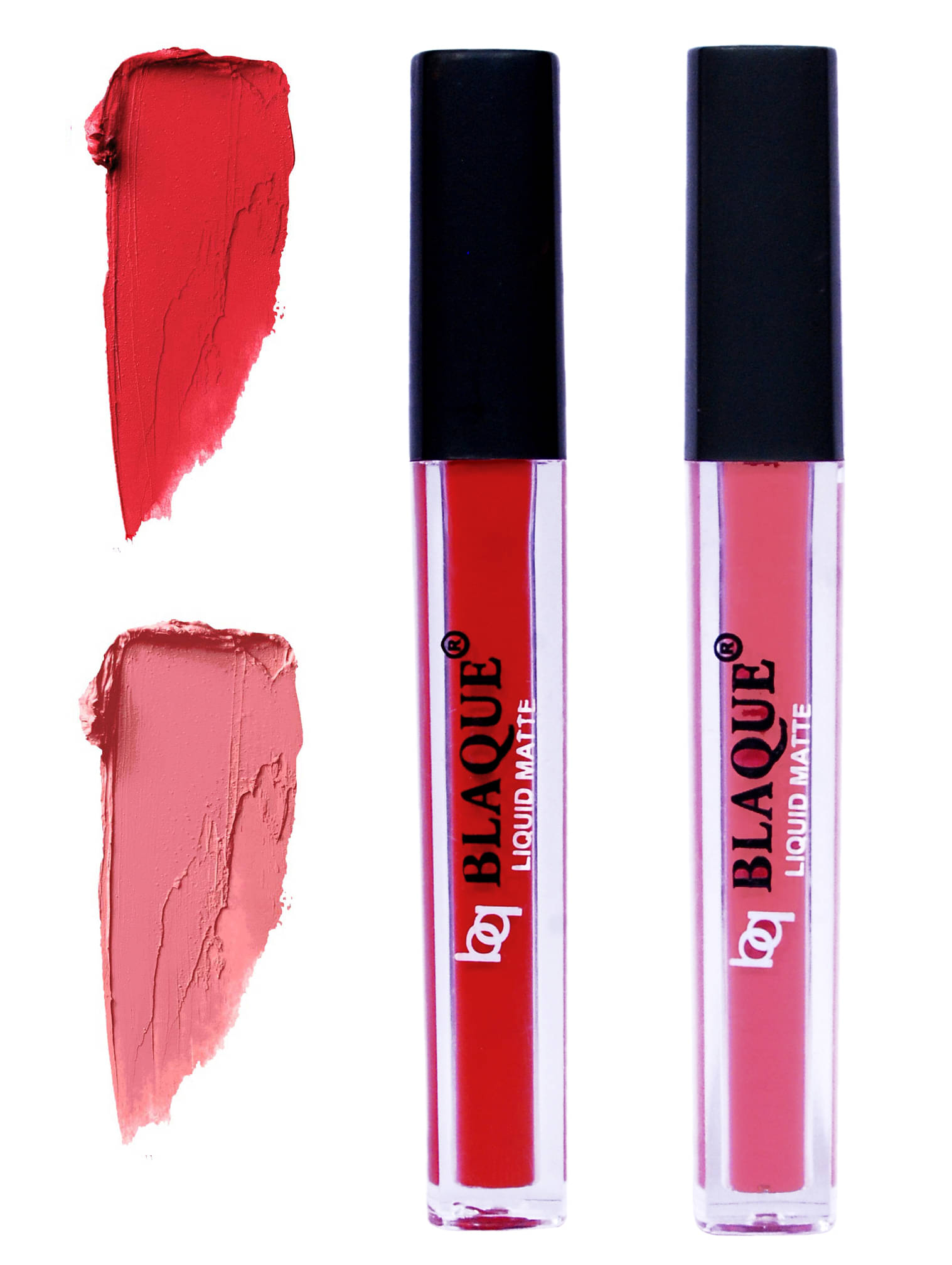     			bq BLAQUE Matte Liquid Lipstick Combo Set of 2 Pcs 4ml each, Long Lasting & Waterproof - Orangish Red & Coral Peach