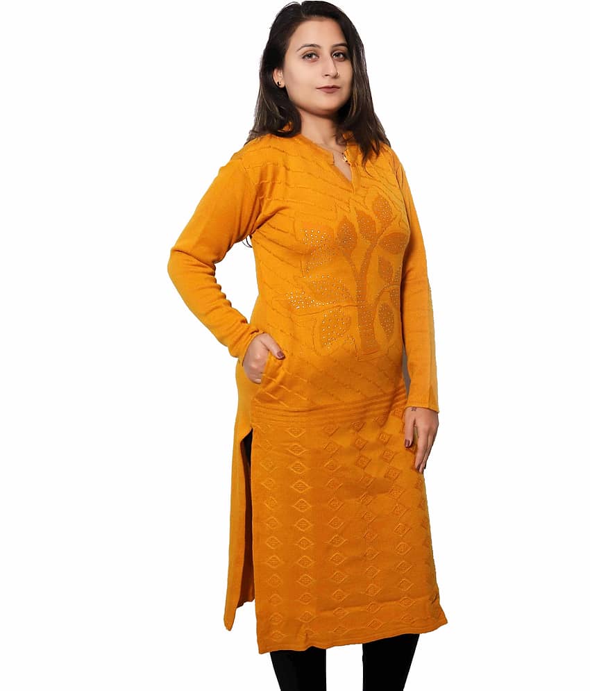 Japroz - Gold Woollen Women's Straight Kurti - Kurtis, Tunics | Buy online on ZillyBuy