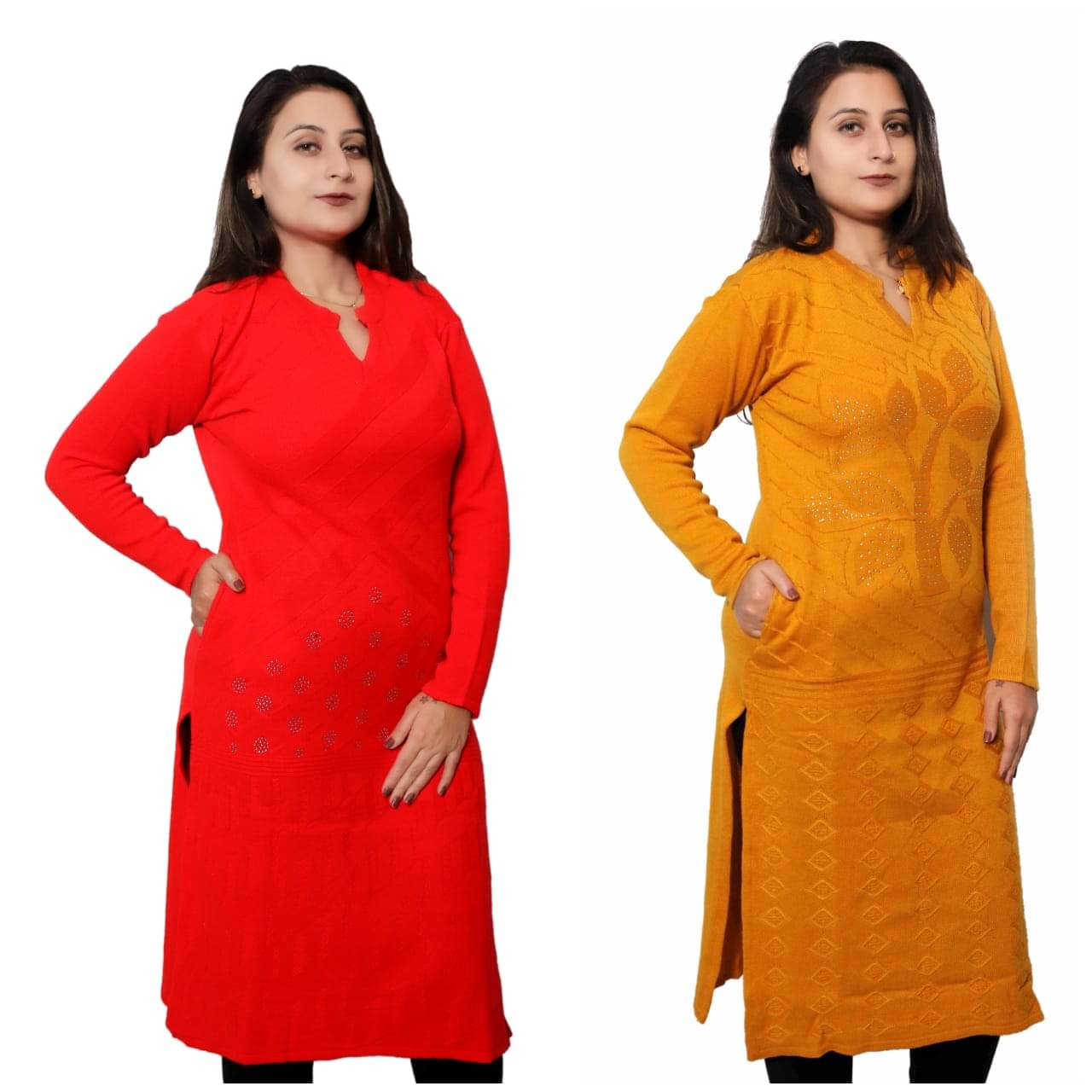     			Japroz Multicolor Woollen Straight Kurti