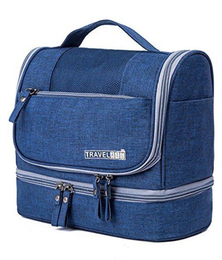     			House Of Quirk Blue Waterproof Toiletry Makeup Cosmetic Bag