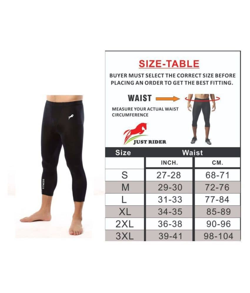 Just Rider Unisex 100% Polyester 3/4 Capri Length Compression Tights Fitness & Other Outdoor Inner Wear Multi Sports Cycling, Cricket, Football, Badminton, Gym, - Shorts | Buy online on ZillyBuy