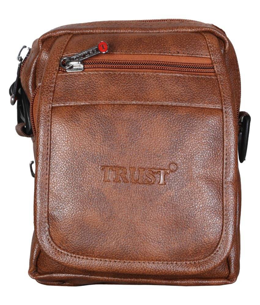     			Trust Tan P.U. Casual Messenger Bag