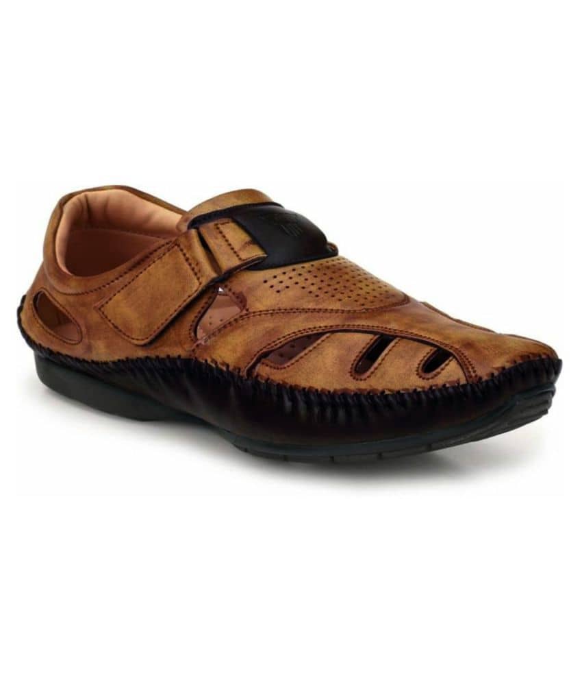 Fashion Victim Tan Faux Leather Sandals