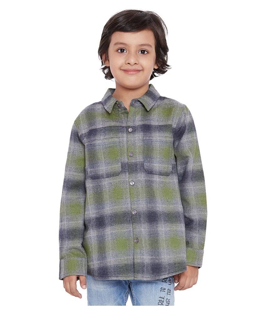     			Oxolloxo Pack of 1 Boys 100% Cotton Full Sleeves Shirt ( Green )