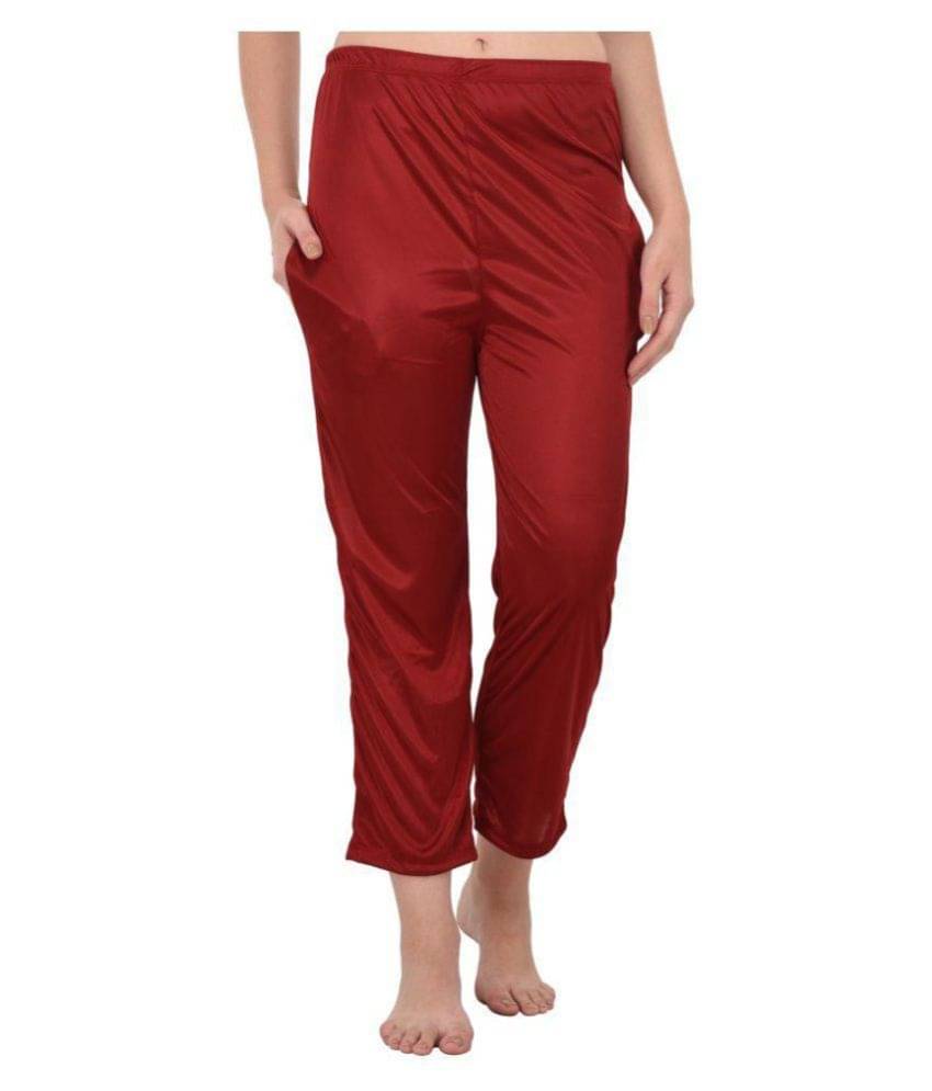     			You Forever Maroon Satin Women's Nightwear Pyjama ( Pack of 1 )