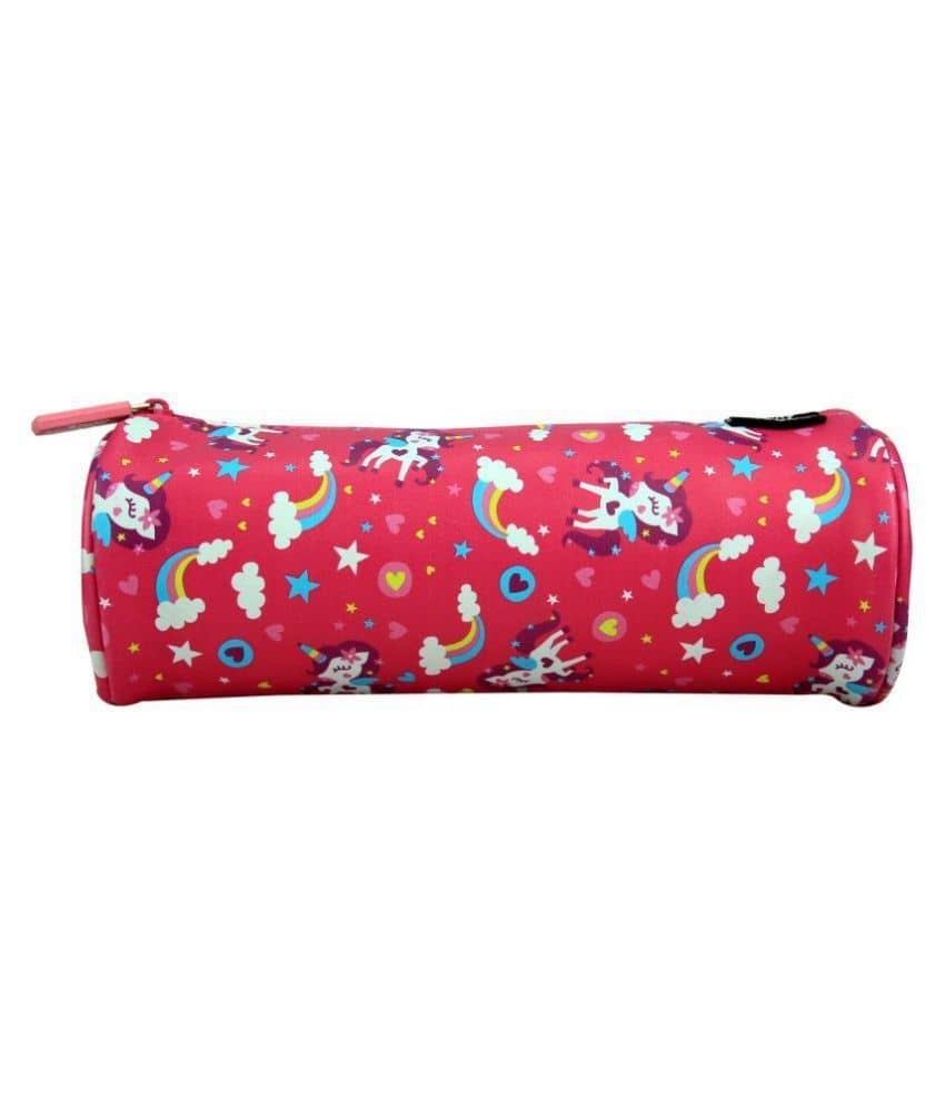 Smily Kiddos | Smily round pencil pouch (pink) | Kids Pencil Pouch | School Pencil pouch | Pencil Pouch For Boys & Girls