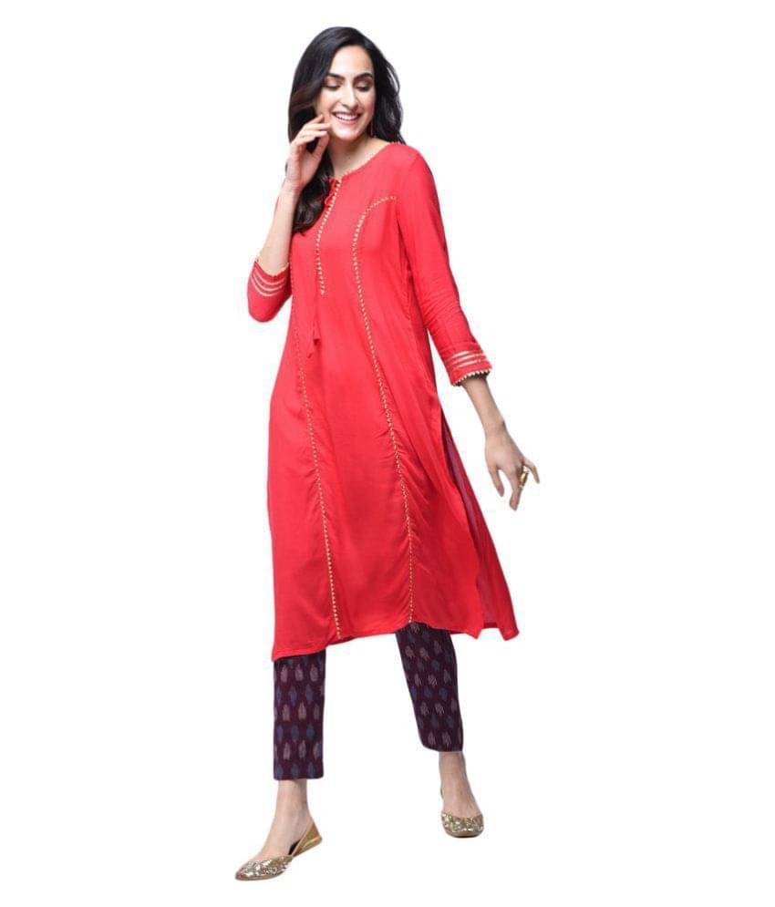 Stylum - Peach Rayon Women's Straight Kurti Stylum - Peach Rayon Women's Straight Kurti