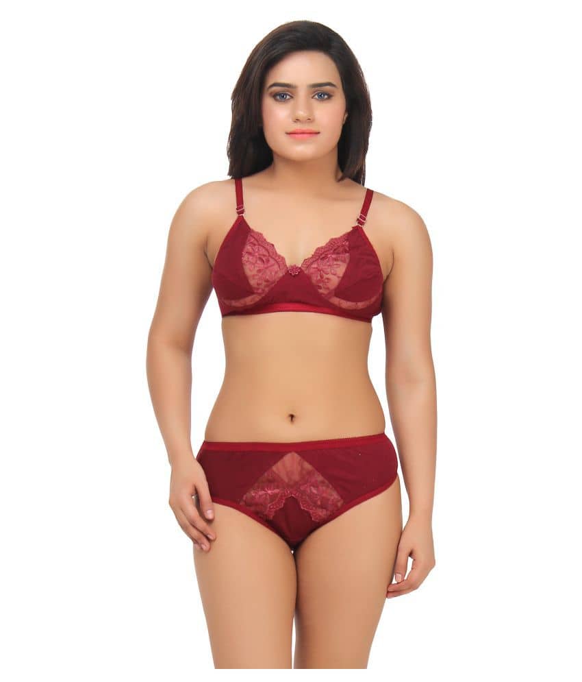 TCG Maroon Lace Bra & Panty Set