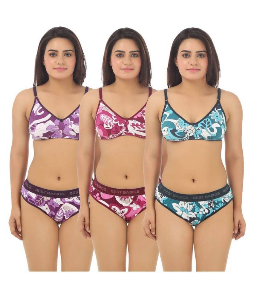 TCG Multi Color Cotton Bra & Panty Set TCG Multi Color Cotton Bra & Panty Set