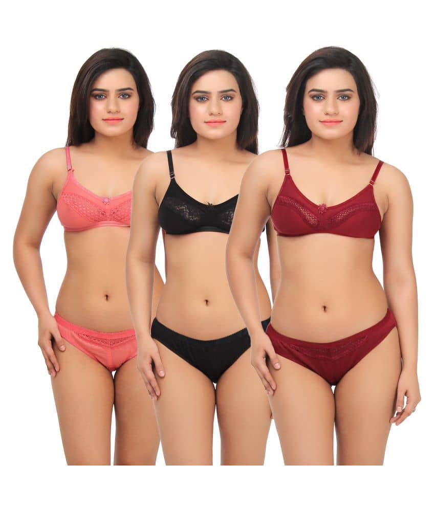TCG Multi Color Lace Bra & Panty Set