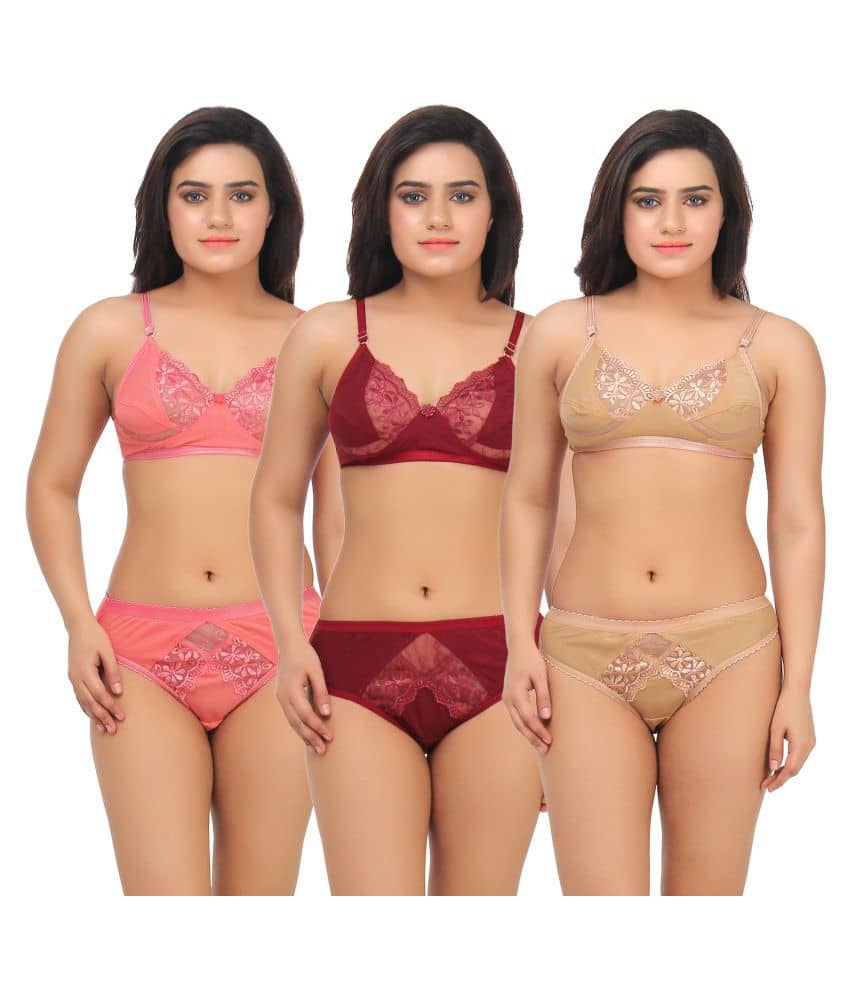 TCG Multi Color Lace Bra & Panty Set