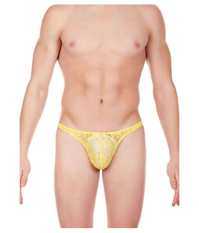 La Intimo Pack of 1 Nylon Thongs For Men's ( Yellow )
