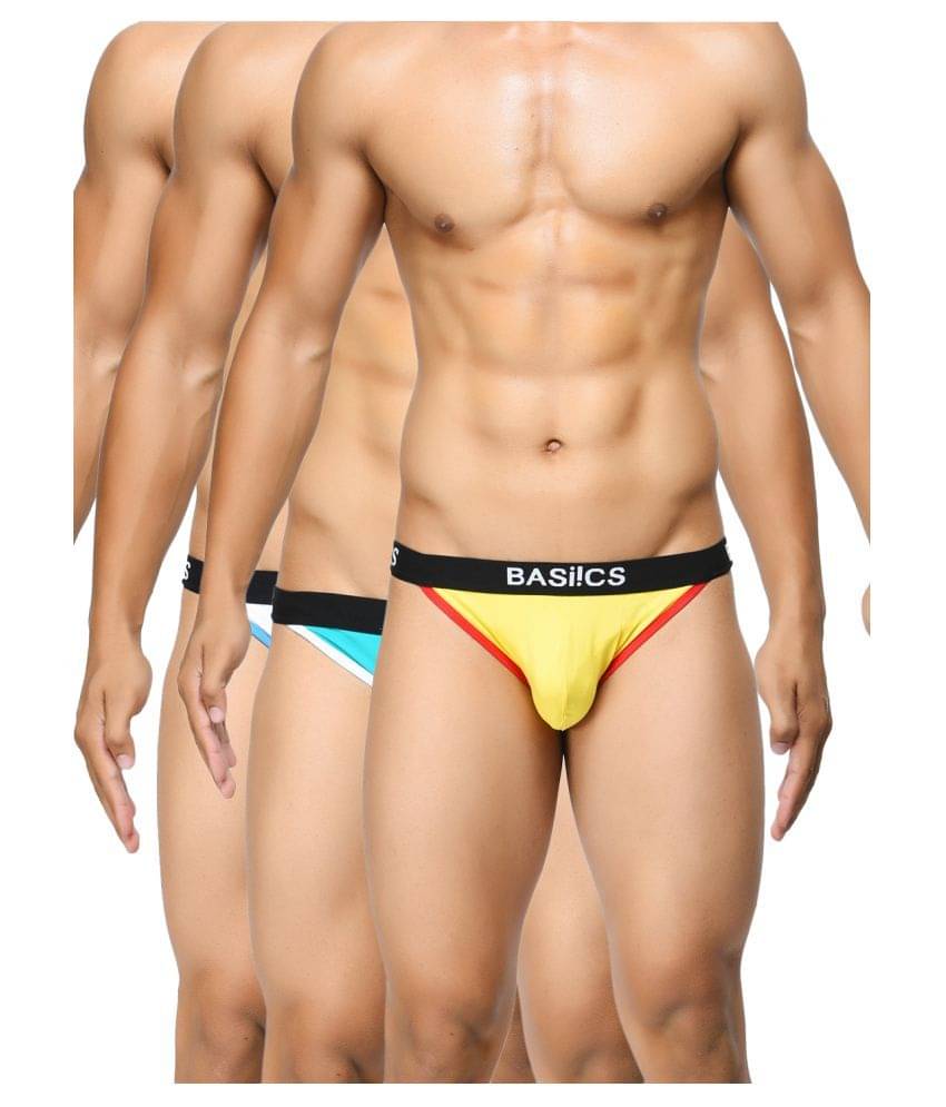 BASIICS By La Intimo Pack of 3 Cotton Briefs For Men's ( Multi ) BASIICS By La Intimo Pack of 3 Cotton Briefs For Men's ( Multi )
