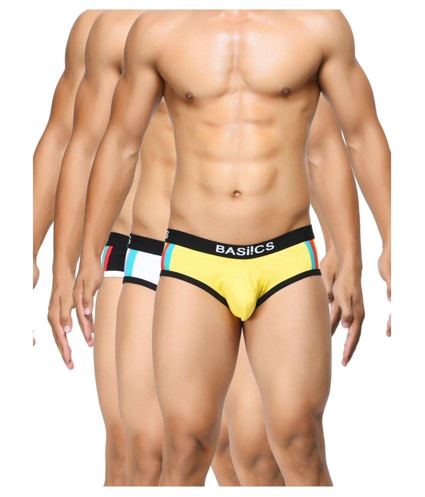 BASIICS By La Intimo Pack of 3 Cotton Briefs For Men's ( Multi ) BASIICS By La Intimo Pack of 3 Cotton Briefs For Men's ( Multi )