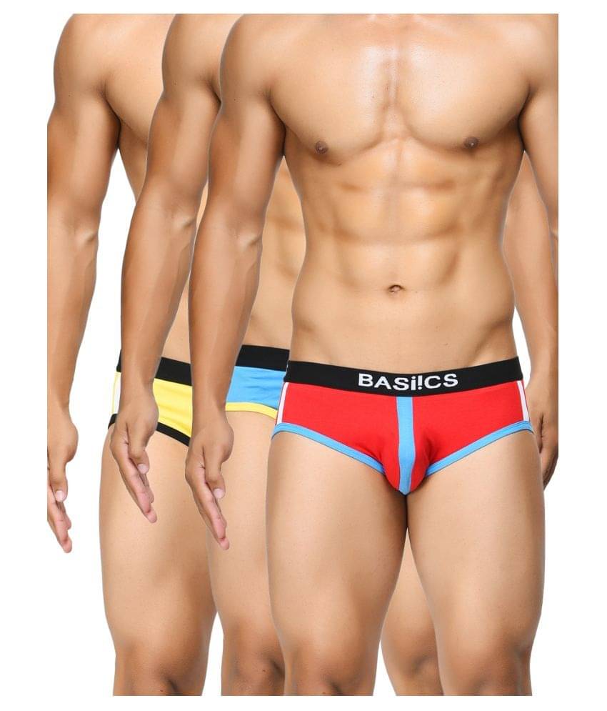 BASIICS By La Intimo Pack of 3 Cotton Briefs For Men's ( Multi ) BASIICS By La Intimo Pack of 3 Cotton Briefs For Men's ( Multi )