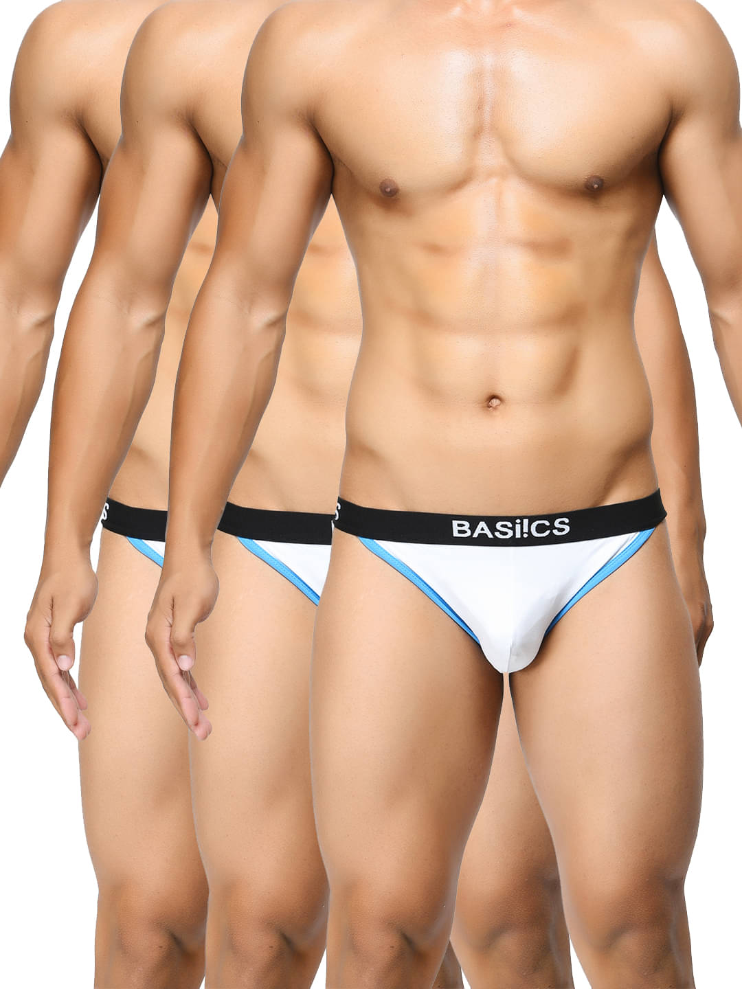     			BASIICS By La Intimo Pack of 3 Cotton Thongs For Men's ( White )