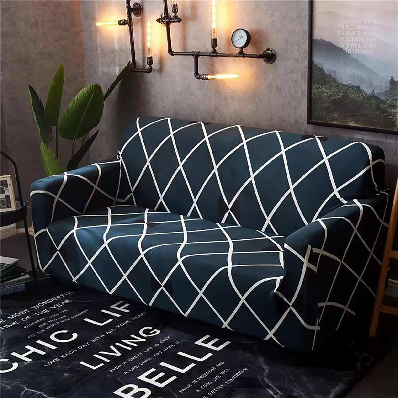 House Of Quirk 3 Seater Polyester Single Sofa Cover Set