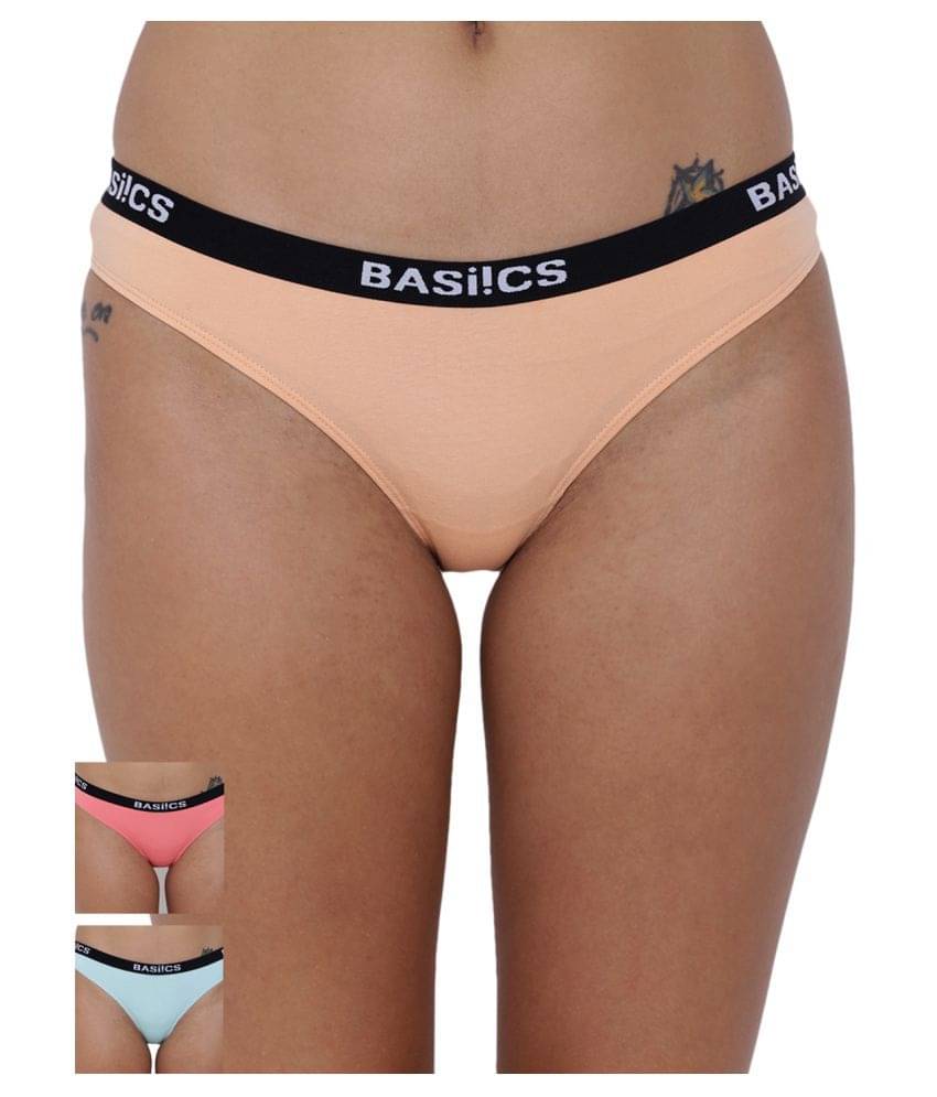 BASIICS By La Intimo Pack of 3 Cotton Women's Briefs ( Multi Color ) BASIICS By La Intimo Pack of 3 Cotton Women's Briefs ( Multi Color )