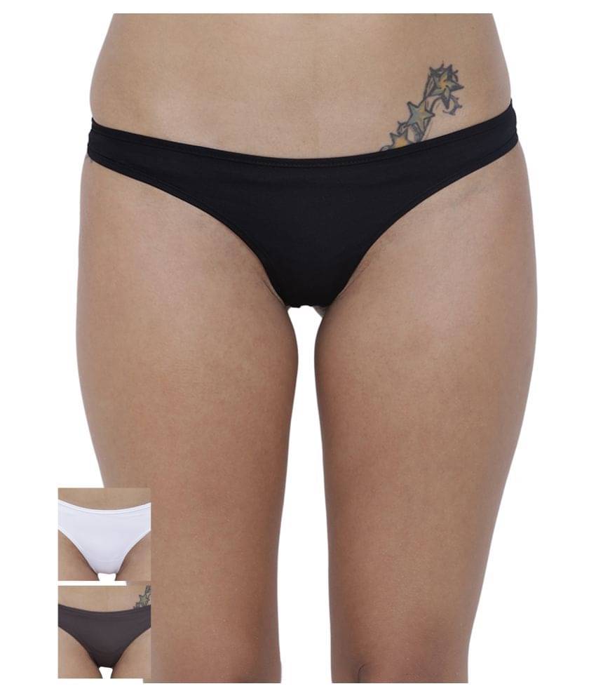 BASIICS By La Intimo Pack of 3 Polyester Women's Thongs ( Multi Color ) BASIICS By La Intimo Pack of 3 Polyester Women's Thongs ( Multi Color )