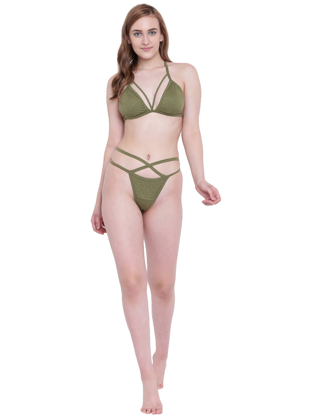 La Intimo Polyester Women's Plunge Bra ( Green )