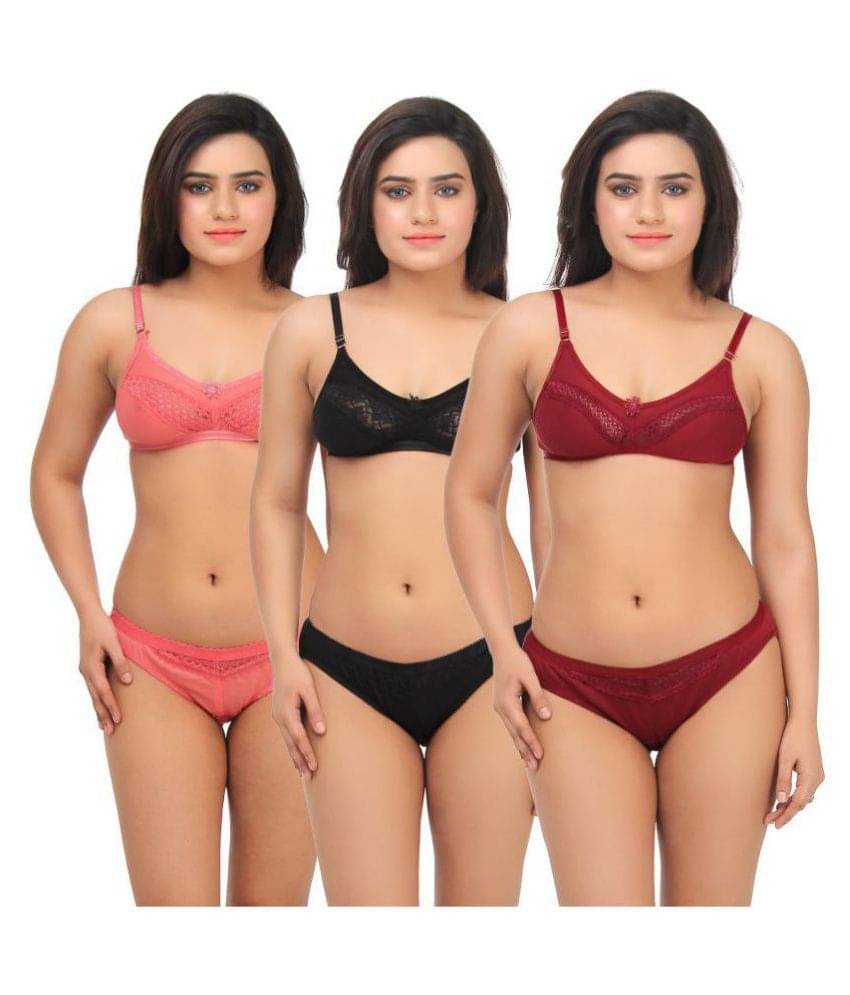     			TCG Multi Color Cotton Lycra Bra & Panty Set