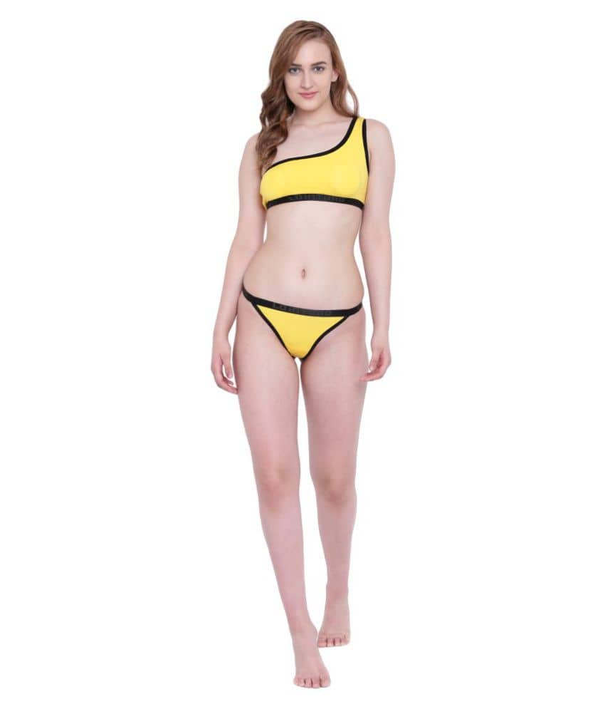 La Intimo Cotton Lycra Air Bra - Yellow