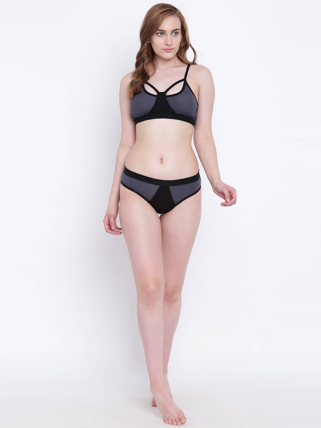 La Intimo Cotton Lycra Push Up Bra - Grey La Intimo Cotton Lycra Push Up Bra - Grey