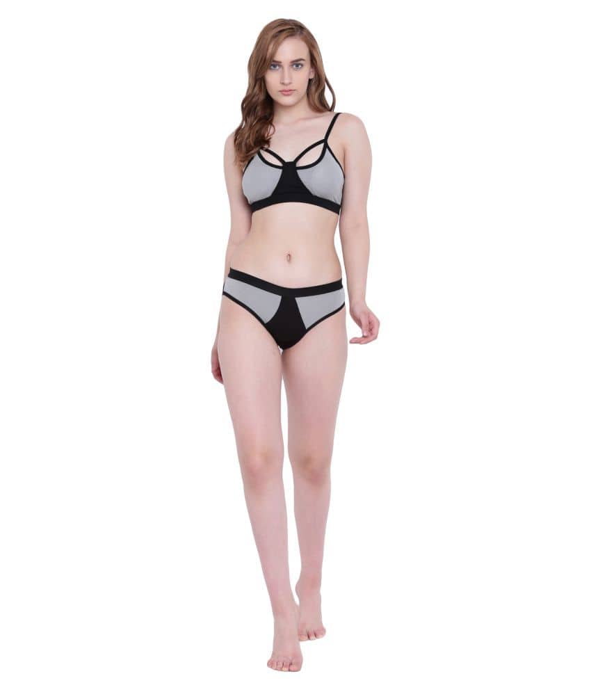 La Intimo Cotton Lycra Push Up Bra - Grey