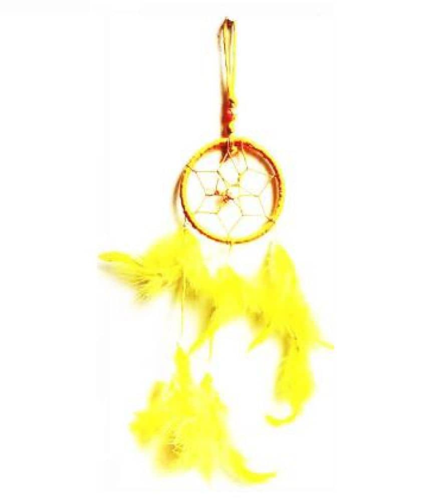 new lucky Feather Yellow Dream Catcher - Pack of 1 ( 10 X 3 cms )
