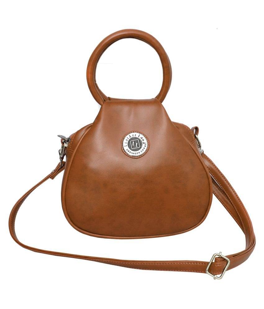     			Leather Land Sling Bag Faux Leather Set of 1 ( Tan )
