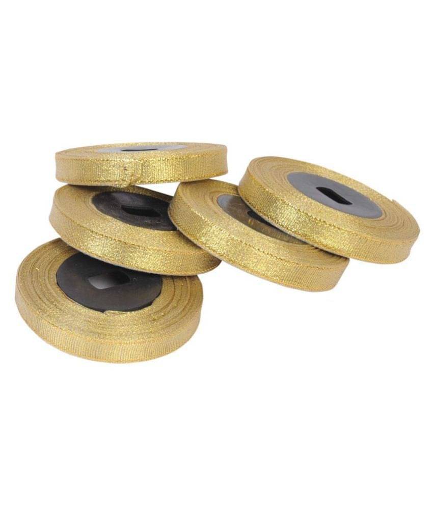     			100 MTS Tissue Satan Ribbon Golden 12 mm (1/2 inch) for Gift Wrapping, Suits & Dreses, Craft,Decoration etc