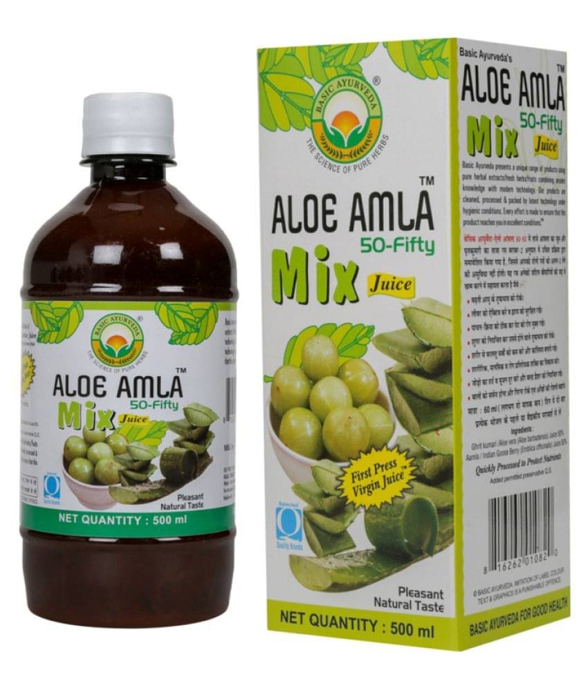     			Basic Ayurveda Aloe-Amla 50-Fifty Juice Liquid 500 ml Pack of 3