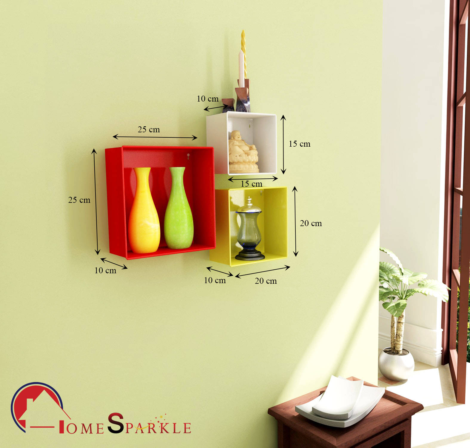    			Home Sparkle Floating Shelves Red Iron - Pack of 3