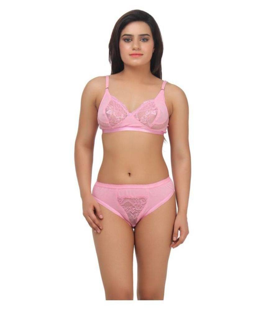 TCG Pink Cotton Lycra Bra & Panty Set     			TCG Pink Cotton Lycra Bra & Panty Set