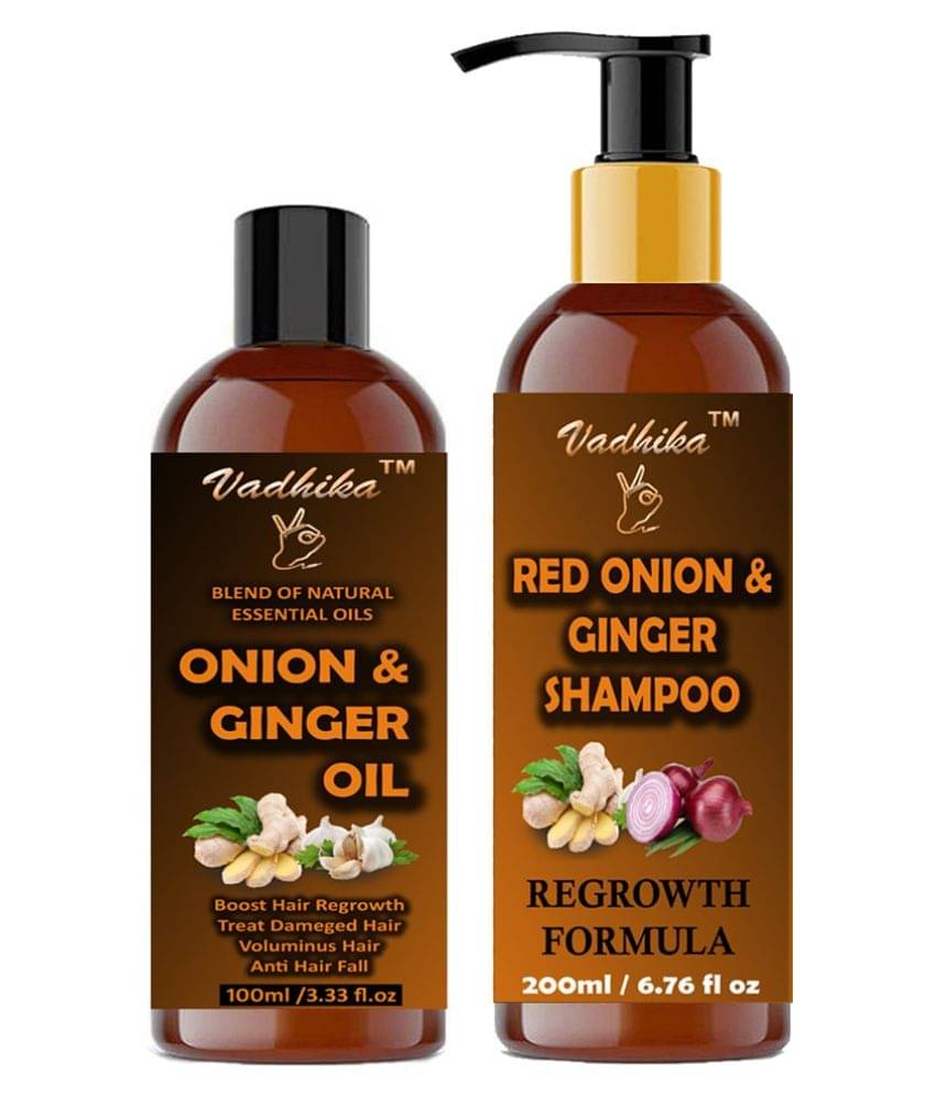 Vadhika Pure Onion & Ginger Oil & Shampoo Pack For Fast Growth Shampoo 300 mL Pack of 2 Vadhika Pure Onion & Ginger Oil & Shampoo Pack For Fast Growth Shampoo 300 mL Pack of 2