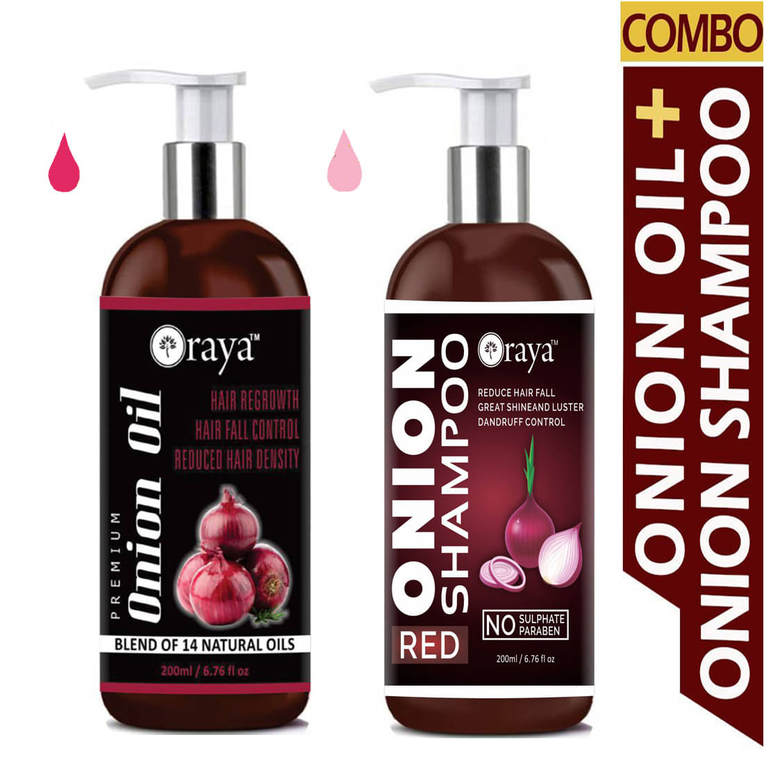 ORAYA Onion Oil & RED Onion Shampoo For Fall Control, Growth 400 mL Pack of 2 ORAYA Onion Oil & RED Onion Shampoo For Fall Control, Growth 400 mL Pack of 2