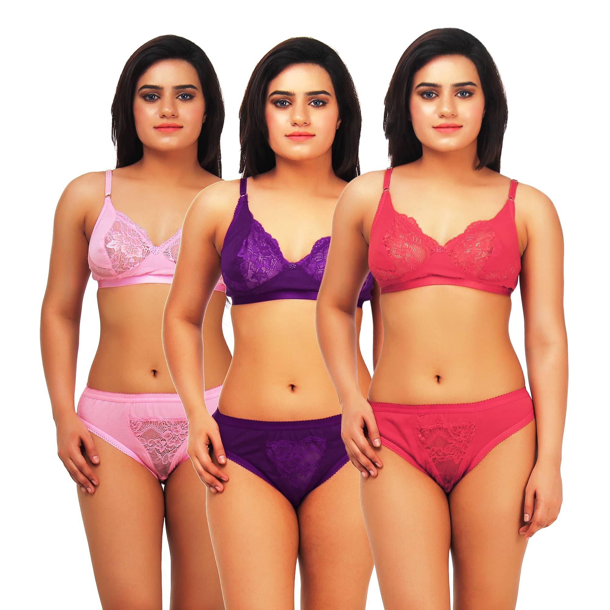 TCG Multi Color Cotton Lycra Bra & Panty Set