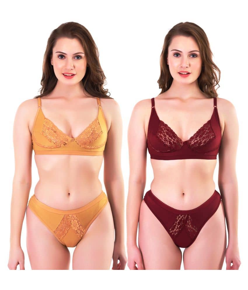 TCG Multi Color Cotton Lycra Bra & Panty Set