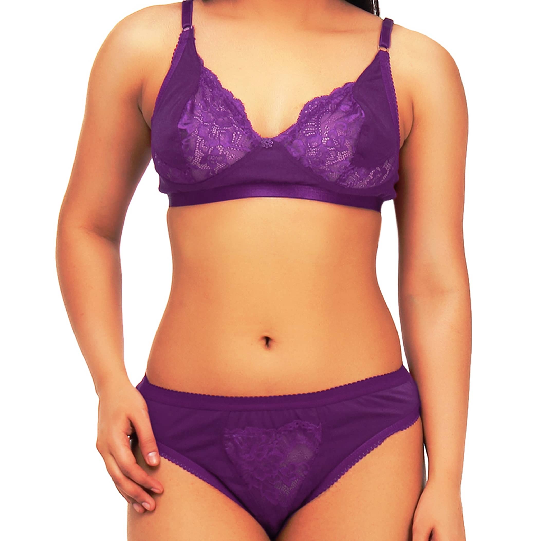 TCG Purple Cotton Lycra Bra & Panty Set