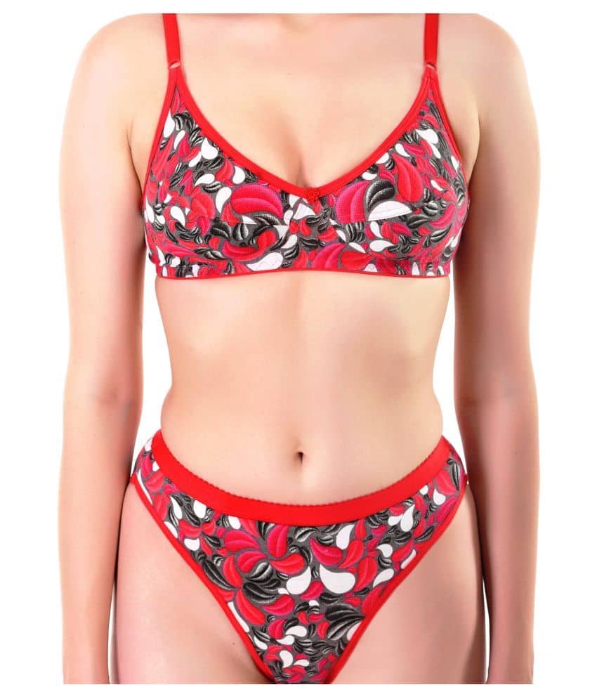 TCG Red Cotton Bra & Panty Set