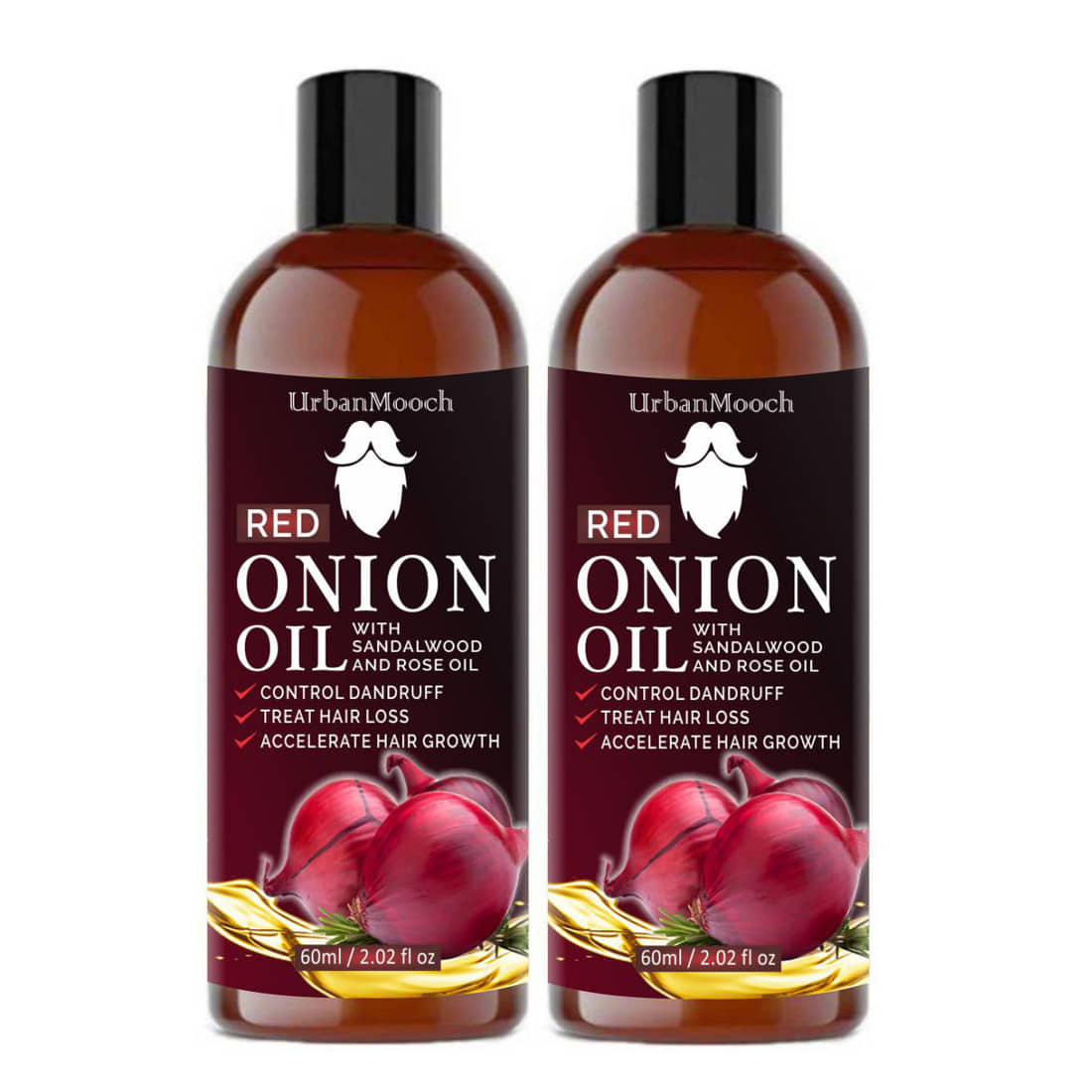 UrbanMooch Red ONION Hair Oil For Hair Growth & Anti Dandruff 60 mL Each Pack of 2