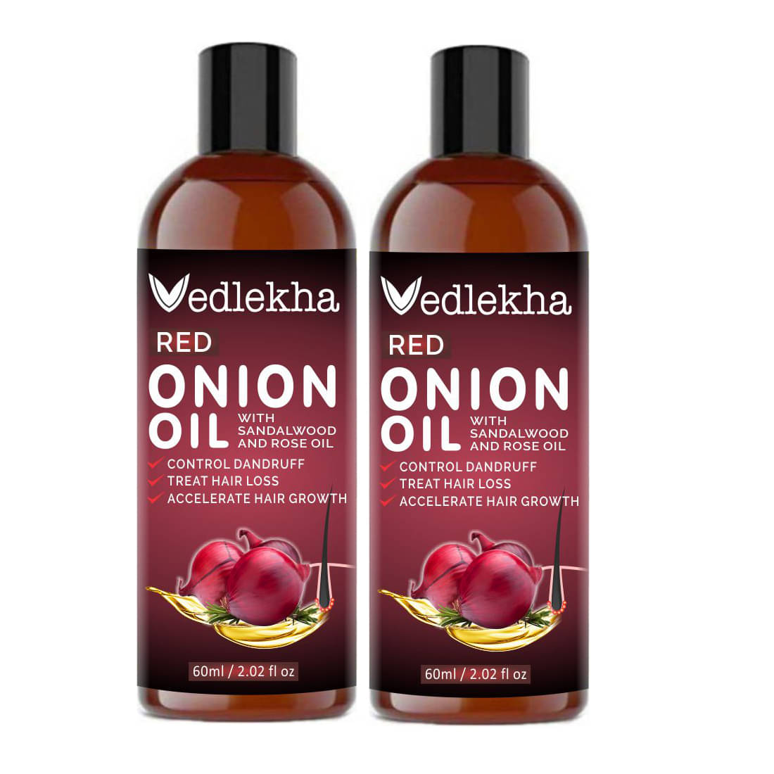    			Vedlekha RED ONION OIL- Anti Hair Fall & , Hair Growth- 120 mL Pack of 2