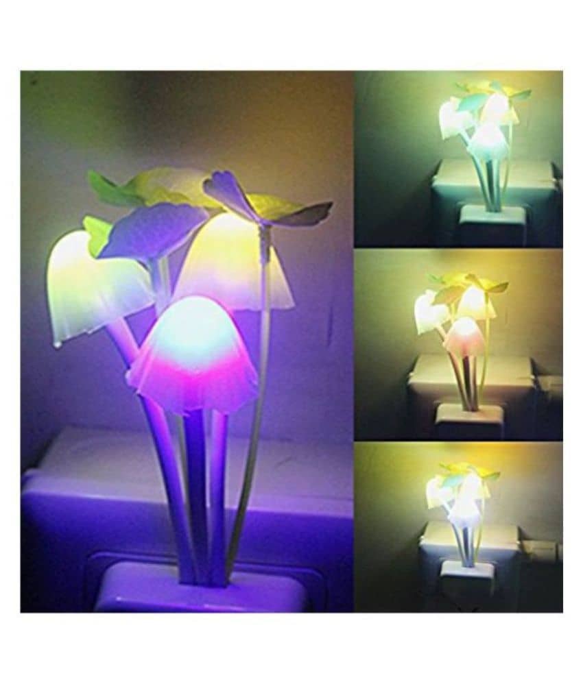 Everbuy Magic 3D LED Night Lamp with Plug Smart Sensor auto On/Off Flowers Bulbs Decoration Mushroom Lamp. Night Lamp Multi - Pack of 1