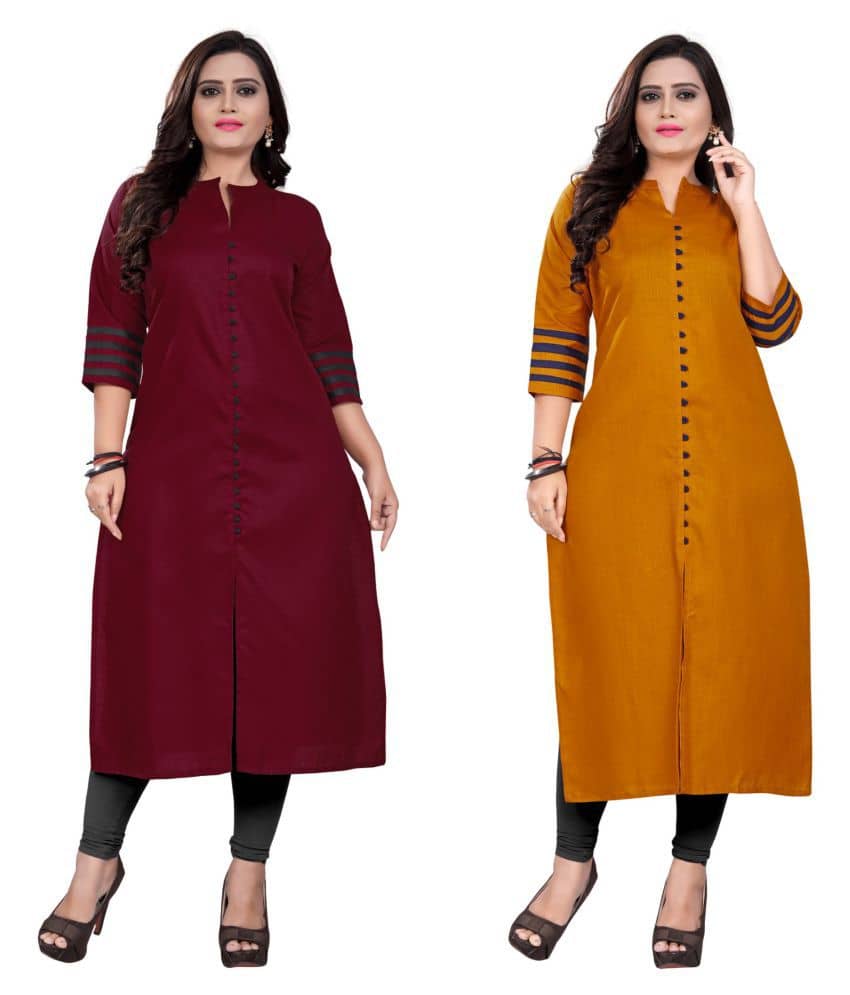 Shagun Multicolor Cotton Front Slit Kurti - Kurtis, Tunics | Buy online on ZillyBuy