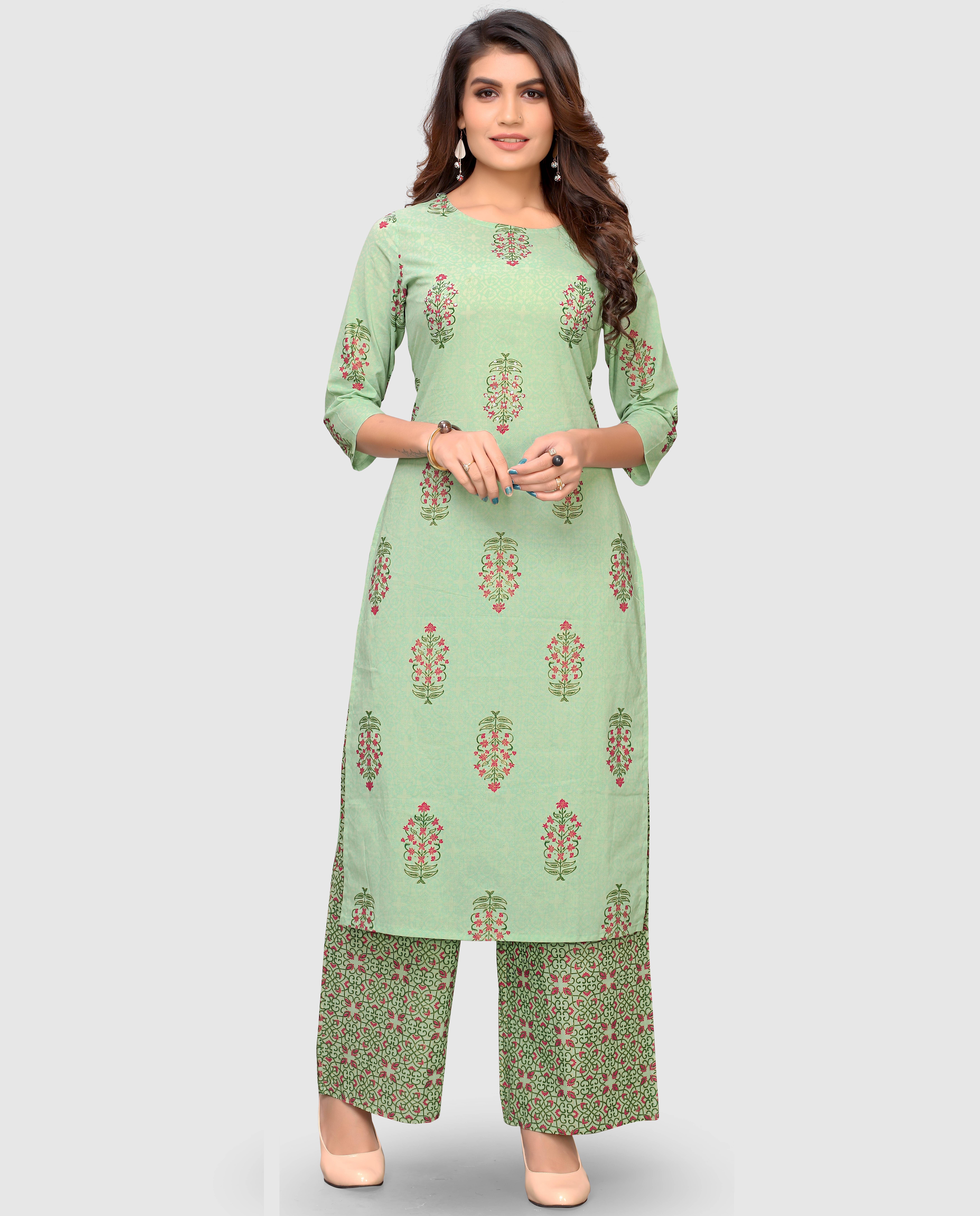 Vbuyz - Mint Green Straight Cotton Women's Stitched Salwar Suit ( Pack of 1 )     			Vbuyz - Mint Green Straight Cotton Women's Stitched Salwar Suit ( Pack of 1 )