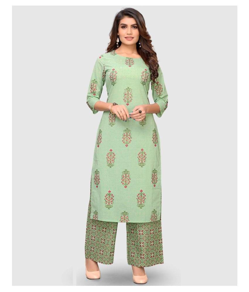 Vbuyz - Mint Green Straight Cotton Women's Stitched Salwar Suit ( Pack of 1 ) Vbuyz - Mint Green Straight Cotton Women's Stitched Salwar Suit ( Pack of 1 )