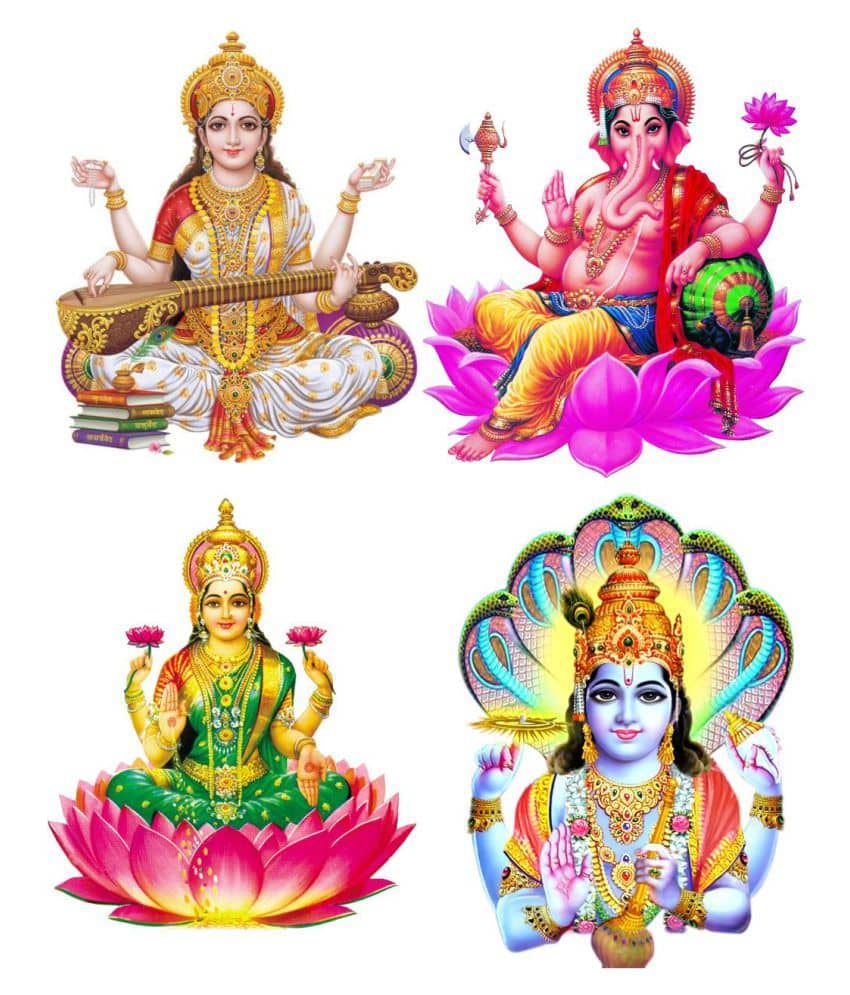 Decor Villa Combo God Festive Sticker ( 20 x 25 cms )