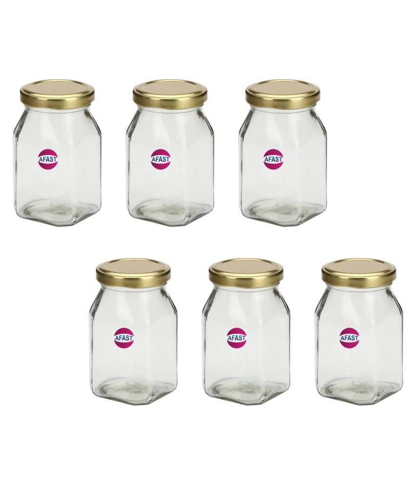     			Somil Glass Container, Transparent, Pack Of 6, 300 ml