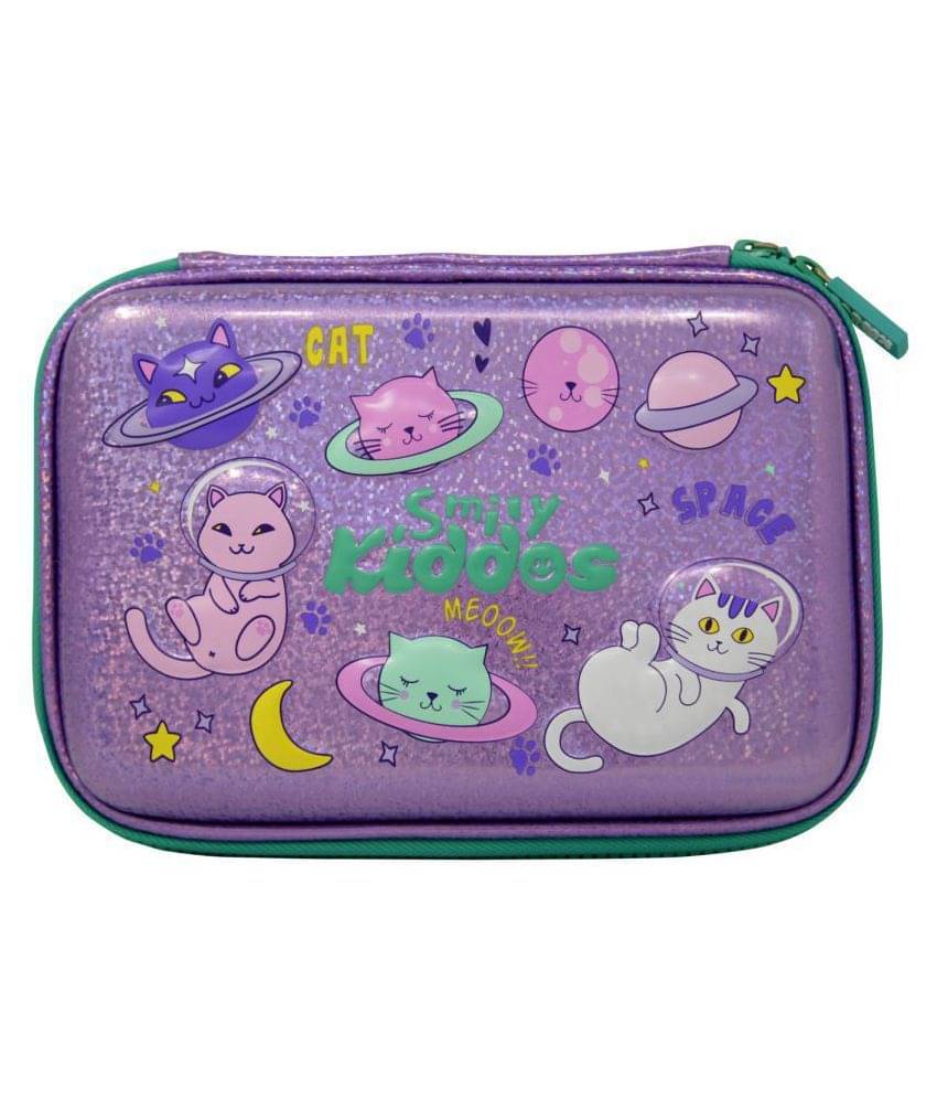     			Smily Kiddos | Smily sparkle pencil case - space kitty (Purple) | kids Pencil case | school pencil case | Pencil case for kids | Pencil case for Boys & Girls  |  Returns Gifts for birthday party for Girls  | Hardtop pencil Box | Purple Color pencil Box